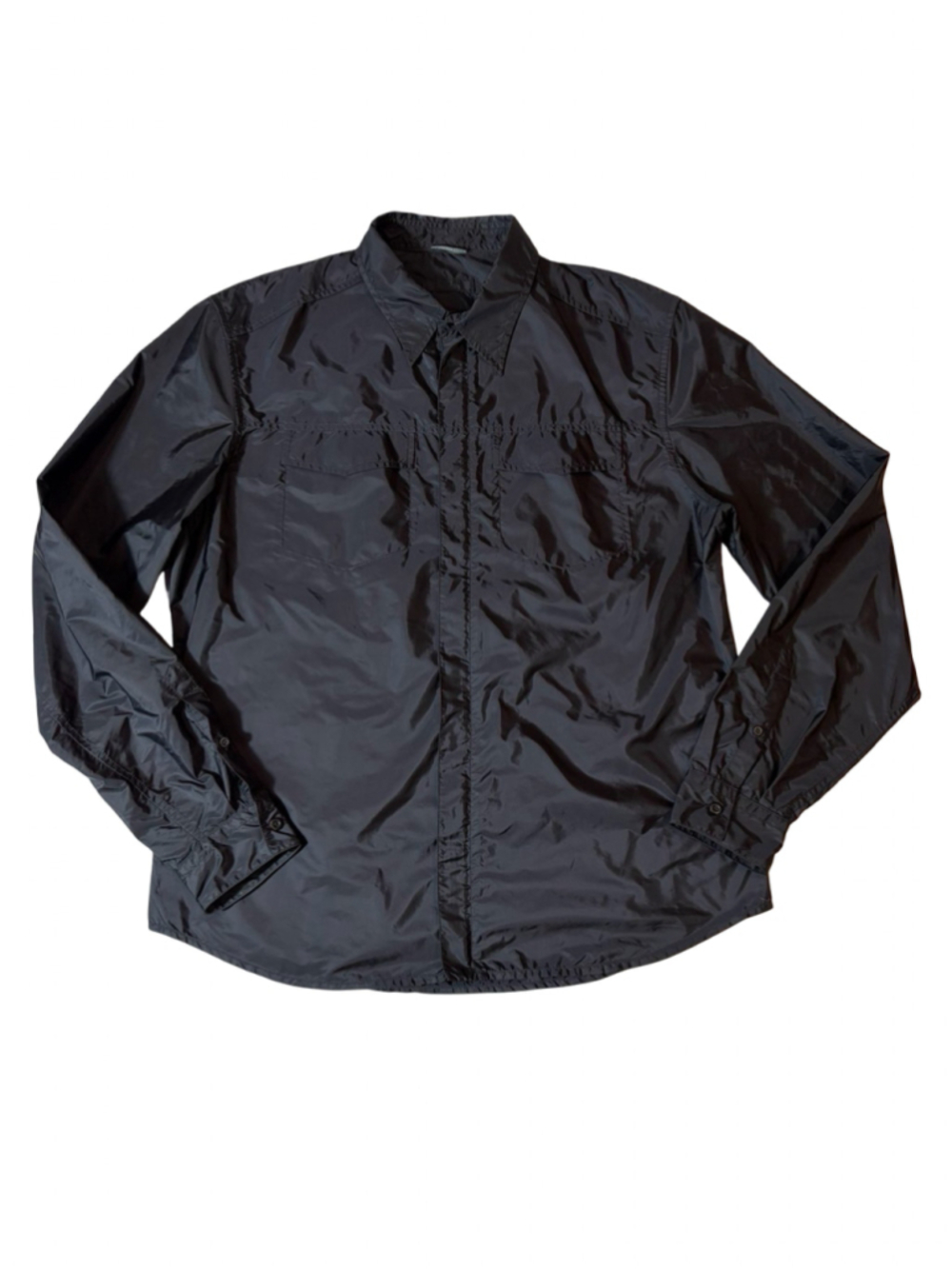 Prada Minimalis Linea Rossa Black Nylon Zip-Up Over-shir Jacket Men’s L Archive